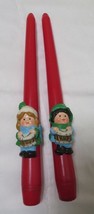 Vintage Avon Littlest Drummers Candles 10&quot; taper  mistletoe and holly sc... - $5.94