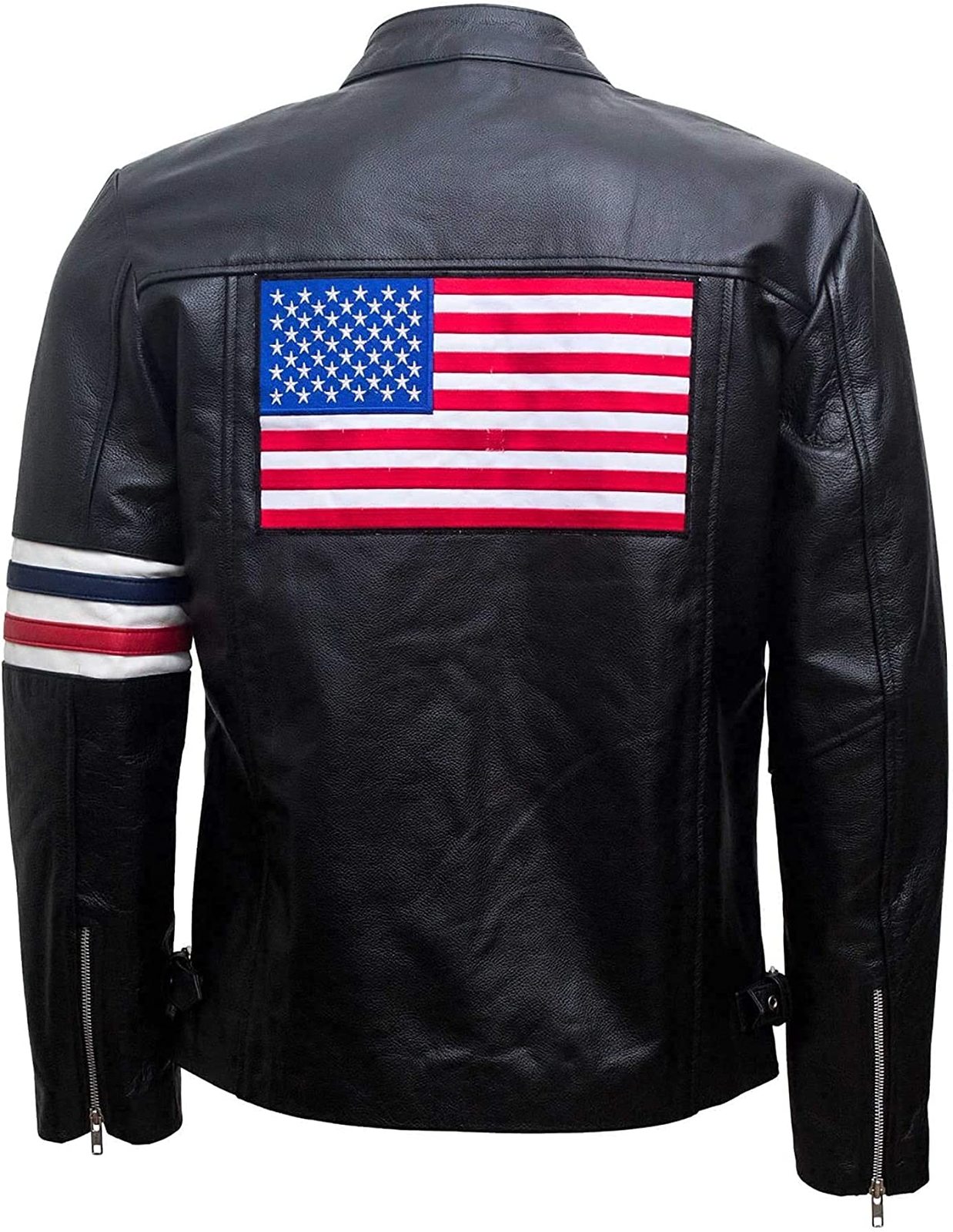 Mens Wyatt Easy Rider Peter Fonda Motorcycle Black Biker Leather Jacket