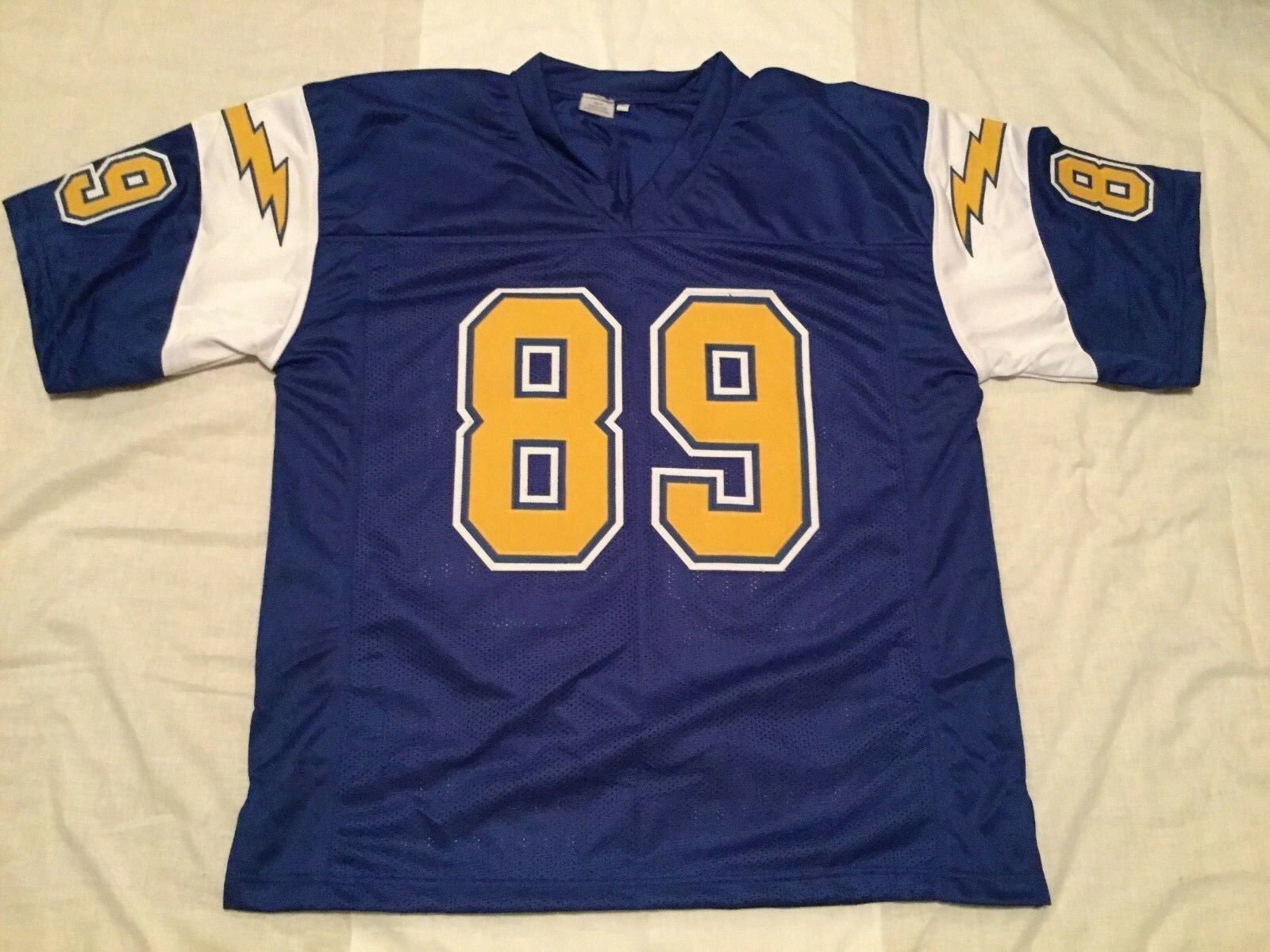 Men's Unsigned Custom Sewn Stitched Wes Chandler Blue Jersey Any Size