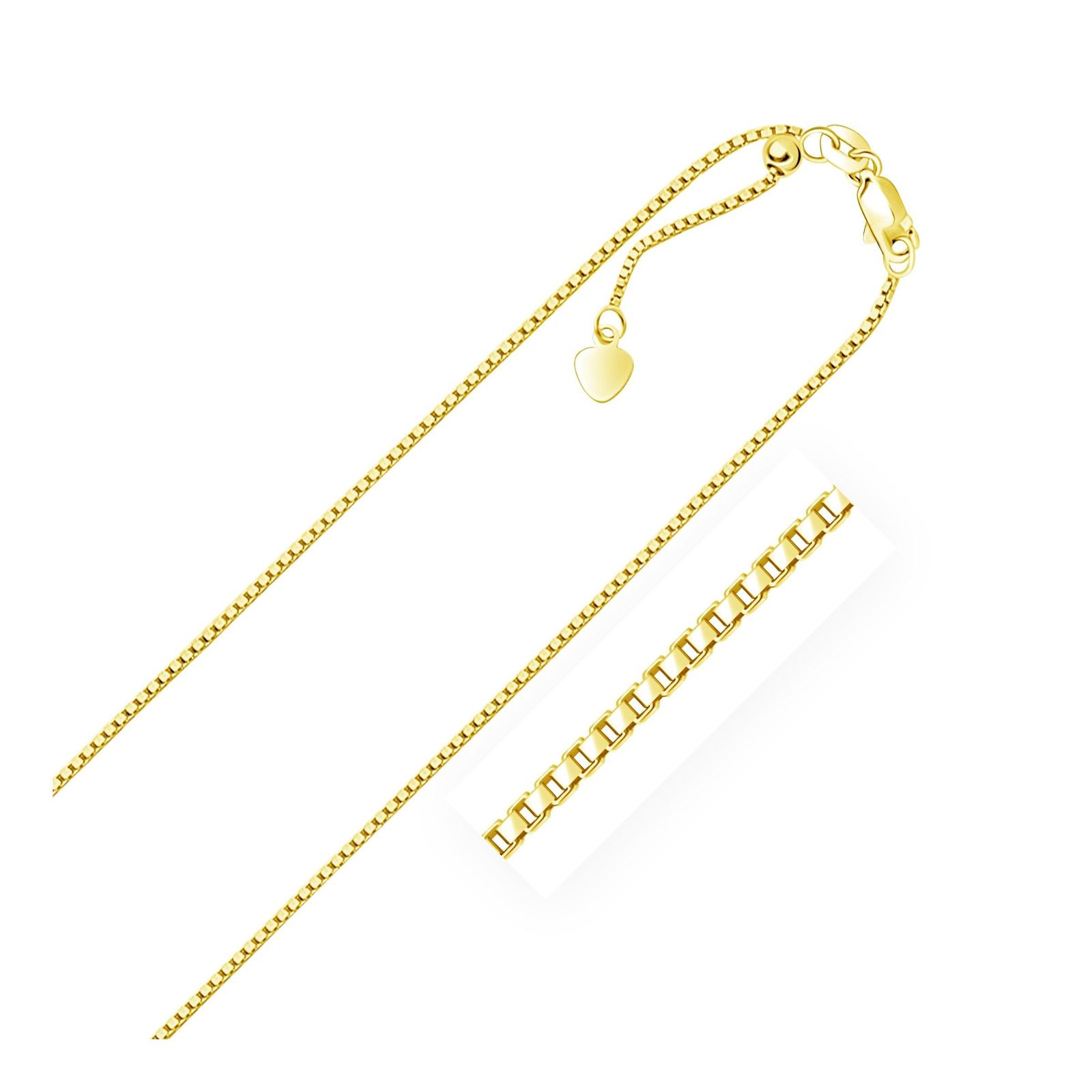 14k Yellow Gold Adjustable Box Chain 1.1mm, size 22''