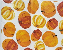 Peva Vinyl Kitchen Tablecloth 60&quot; Round (seats 4-6 people) PUMPKINS by BH - $12.86