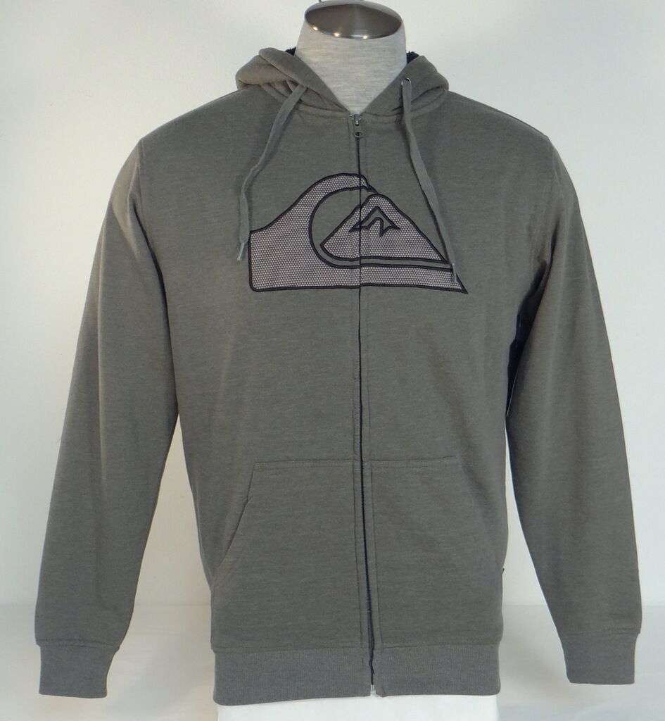 Quiksilver Green Sherpa Lined Zip Front Hooded Jacket Hoodie Mens NWT - $59.99