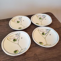 Julia Junkin Martini Appetizer Plates, Set of 4, Olive Cocktails Bar Decor 6.5" image 6