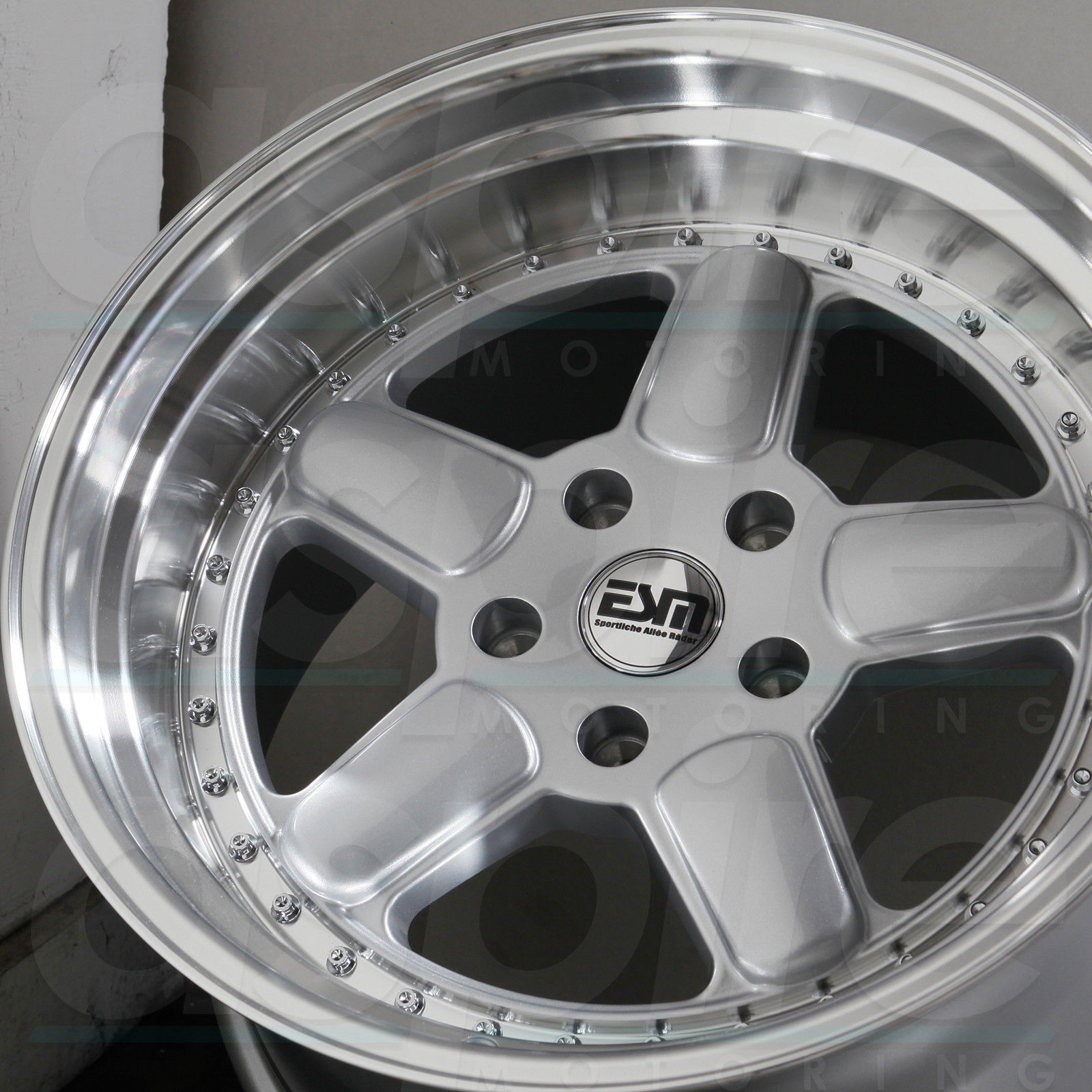 17x8.5 ESM 005R 5x120 13 Silver Machine Lip Wheels Rims Set(4) - Wheels