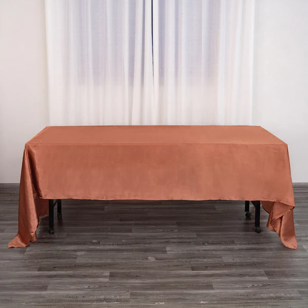 Terracotta - Satin - 60x126" Tablecloth  Rectangle Satin Wedding Party Banquet - $22.28