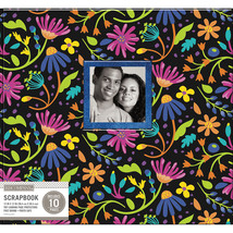 K&Company Post Bound Window Album 12"X12"-Black Floral W/Glitter - $30.67