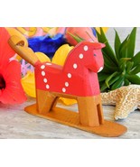 Vintage Carved Horse Whistle Tail Wooden Wood Hand Painted Folk Art - $18.95
