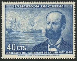 Chile Stamp Arturo Prat Ship Historical Figure Birth Anniversary Individual MNH - $11.95