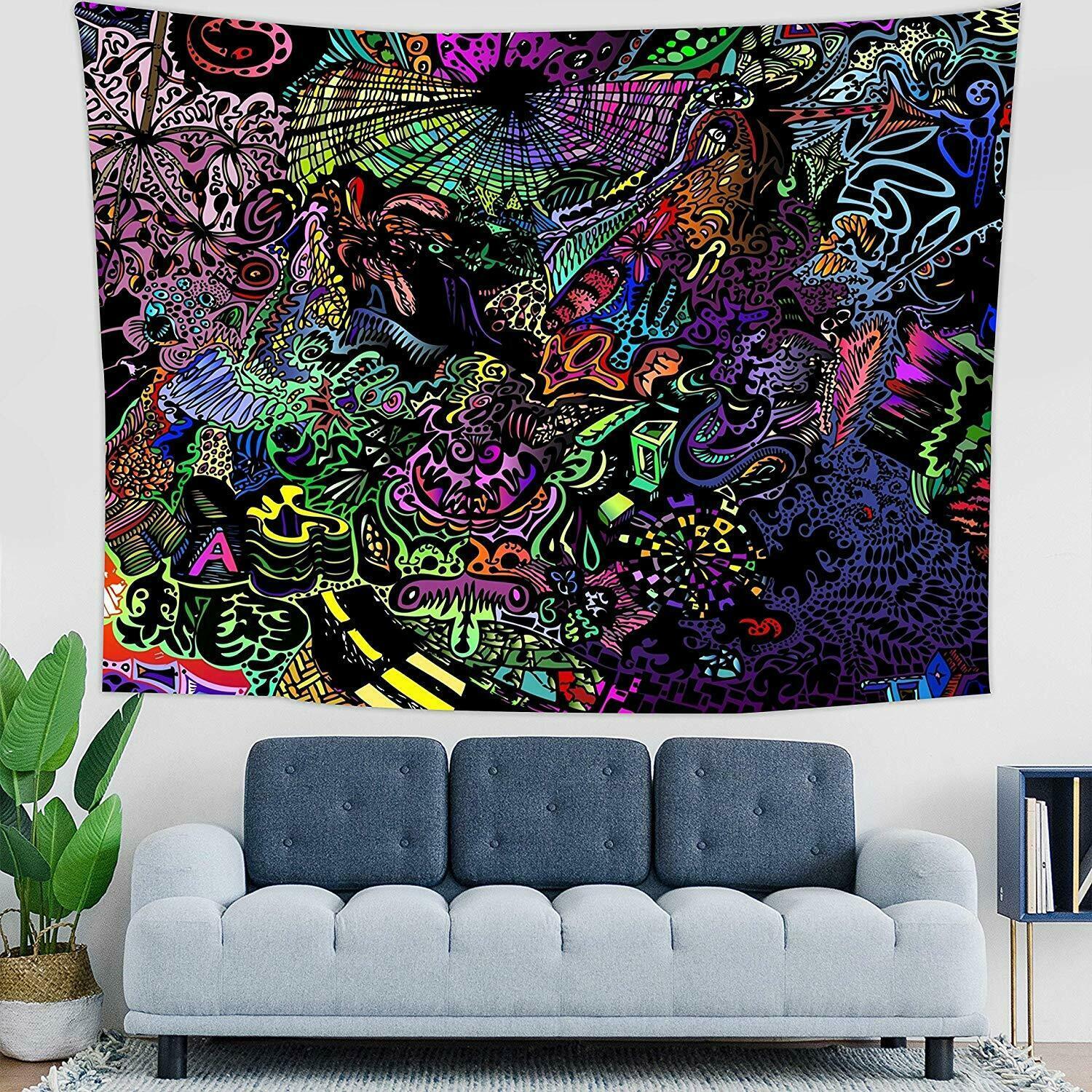 Nice Tapestry Multi-Colored Gypsy Modern Abstract Geometric 59x51