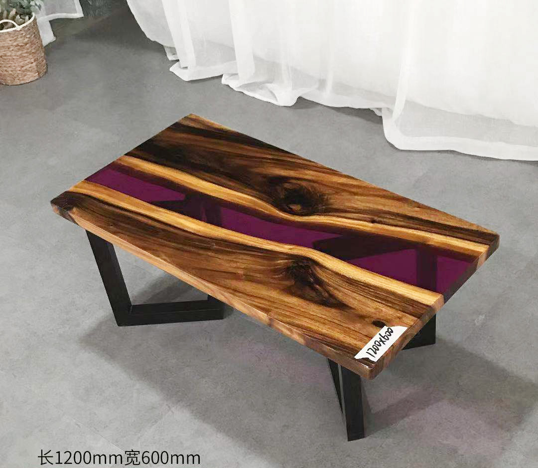 MKRT190959 Design walnut purple clear epoxy resin river table Tables