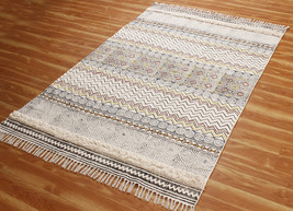 4x6 Ft Indian Hand Block Printed Area Rug Multi Colored Indoor Home Deco... - $155.00