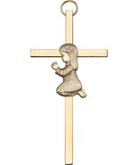 Praying Girl - Wall Cross - Antique Gold Plated and Polished Brass Plated - $40.99