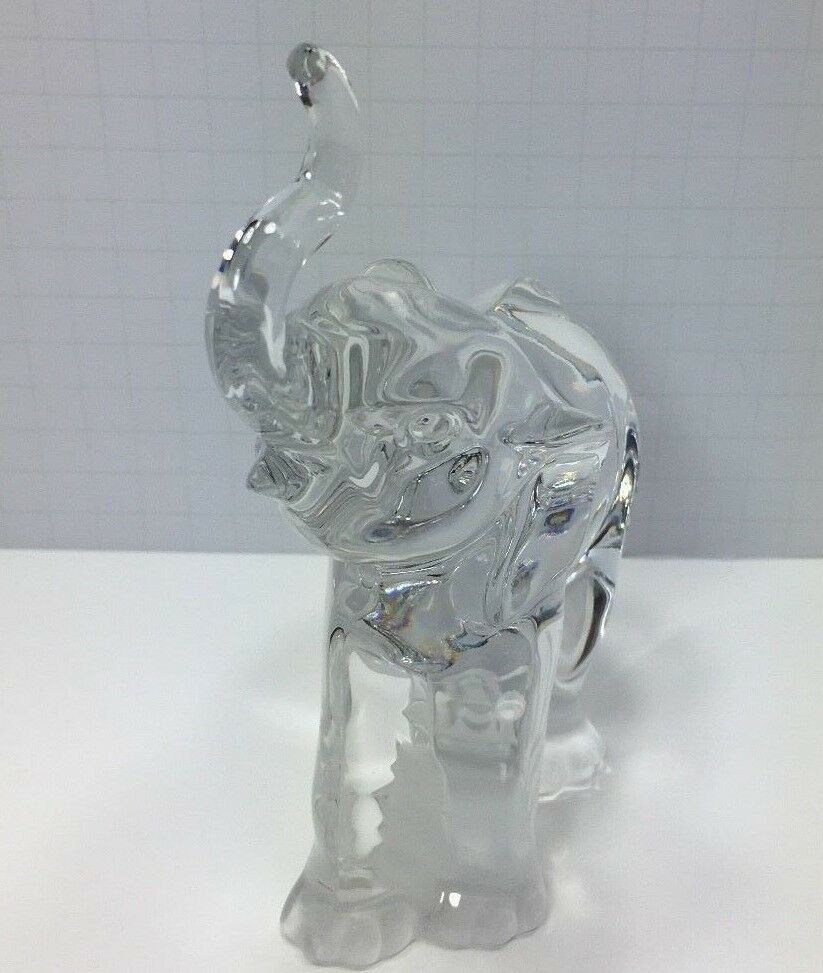 Lenox 1994 Lead Crystal Elephant Standing with Raised Trunk 7 Inches