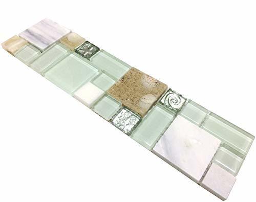 Beach Style Backsplash Lake Green Glass Stone Mosaic Wall Tile 3x12 Sample