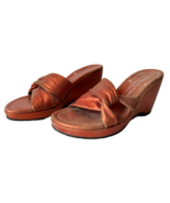 Donald J Pliner Vivi Metallic Orange Leather Slip On Wedge Sandal - Wome... - $47.45