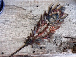 Art from Metal Wall Peacock Feather Copper/Bronze Plated 22 x 18.4cm - $34.64