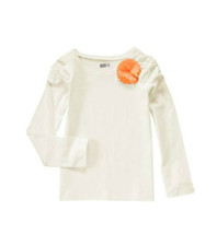 New Crazy 8 Girl Off White 3D Orange Floral Long Sleeve Cotton T-shirt 7 8 - $13.88