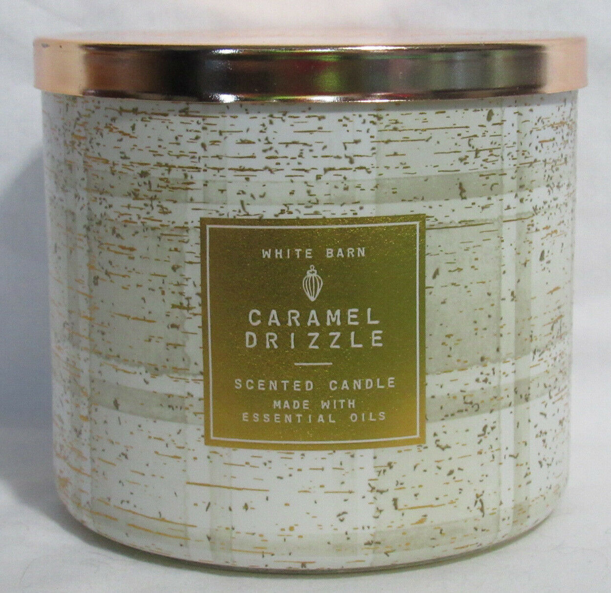 White Barn Bath & Body Works 3wick Candle CARAMEL DRIZZLE with