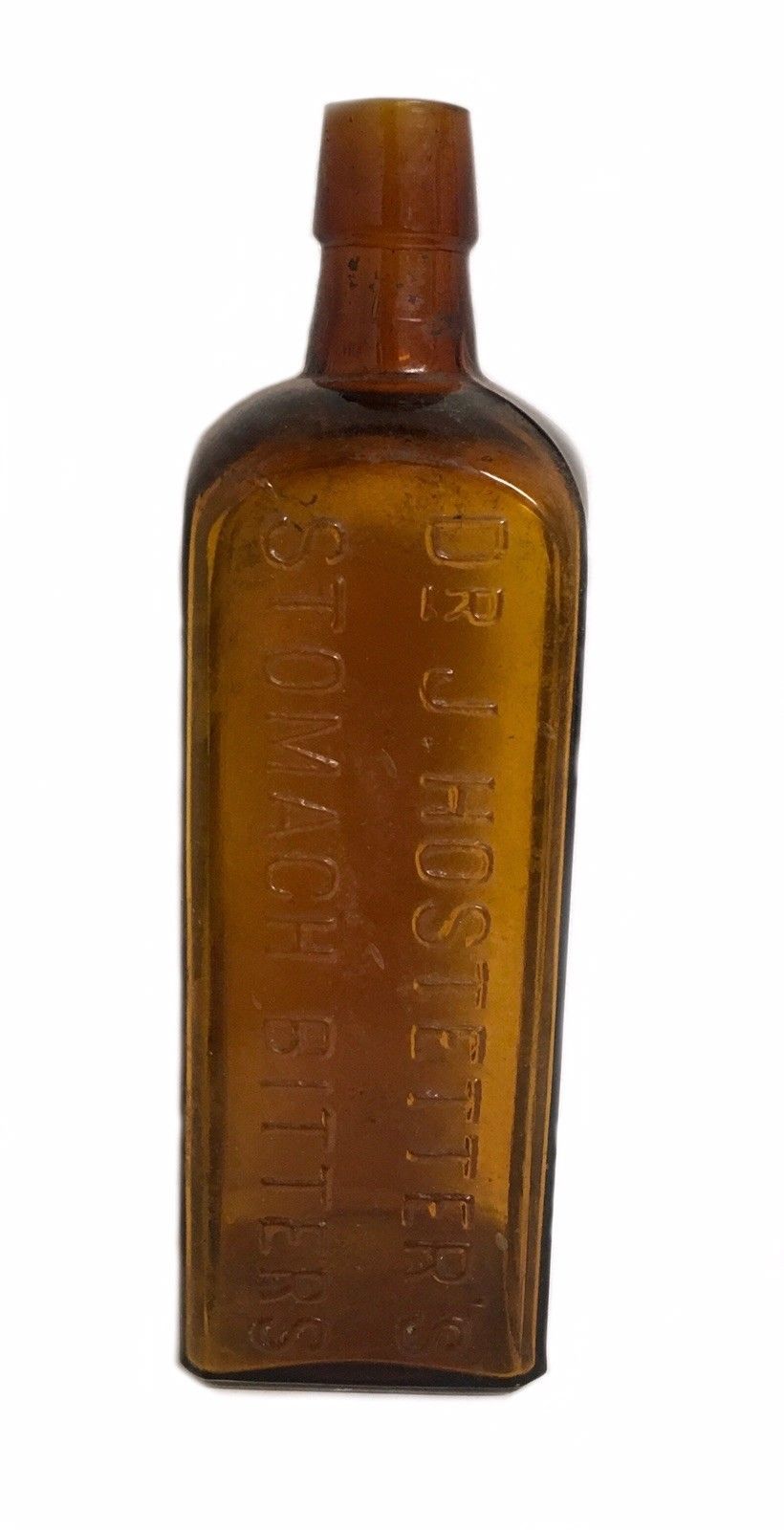 Dr J Hostetter’s Stomach Bitters Amber Bubble Glass Bottle ACW U Base