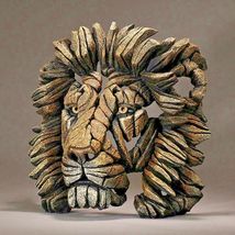 Edge Sculpture Lion Bust 16.9" High Majestic Mane Stone Resin Freestanding Brown image 6