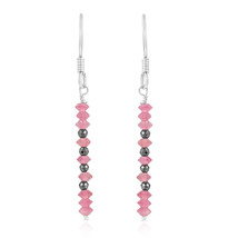  Pink Tourmaline &amp; Hematite 925 Sterling Silver Drop Dangle Earrings for... - $18.99