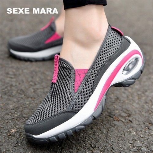 Image of Women Shoes Sport Air Cushion Breathable Sneakers Non-Slip Jogging Walking Wedge