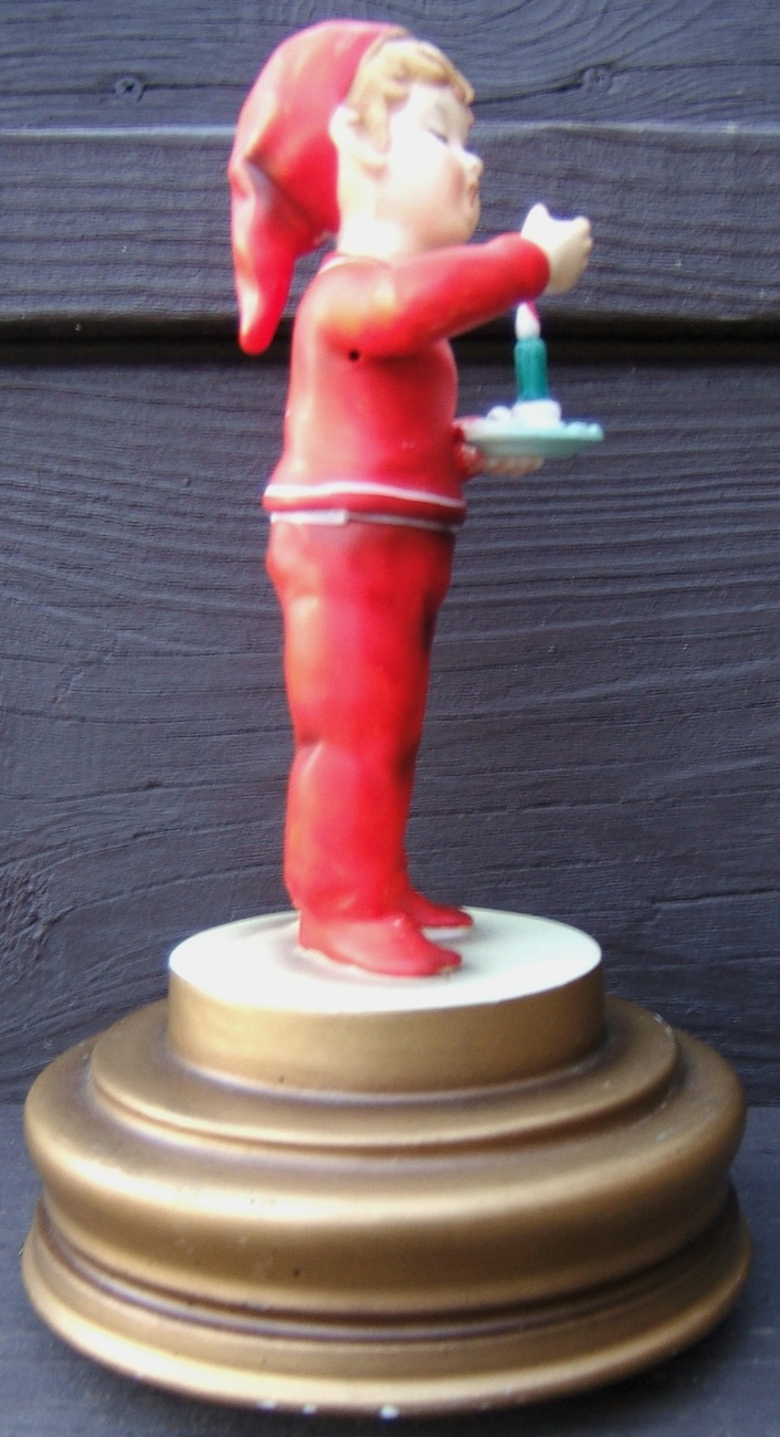 Vintage SCHMID CHRISTMAS BOY CANDLE Ceramic MUSICAL Figurine BOX Japan ...