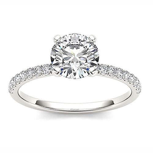 Round Cubic Zirconia 925 Sterling Silver Women Wedding Solitaire Wedding Ring