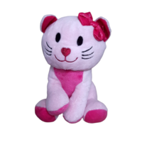 Animal Adventure Pink Cat kitty kitten Plush Soft Stuffed Animal Toy 2018 bow - $10.88