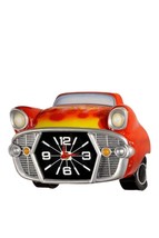 Vintage Car Design Wall Clock Retro Look Red 10" Long Polyresin Battery Man Cave image 1