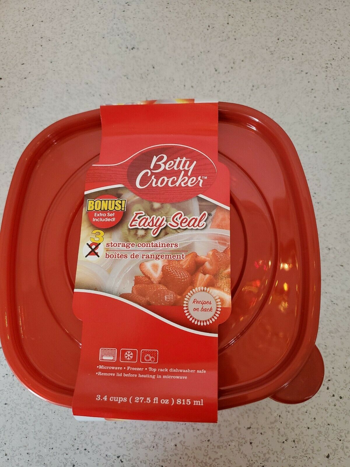 Betty Crocker 3ct. Packs Plastic Sandwich Containers with Lids 3.4