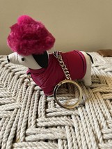 Kate Spade Novelty Festive Pink Claude Dachshund Dog Key Fob Bag Charm  K9252 