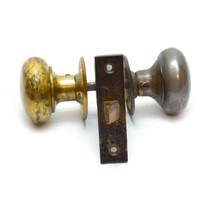 Door Knob Handle Set Mortise Brass &amp; Copper Back Plate Mid-Century Yale ... - $34.62