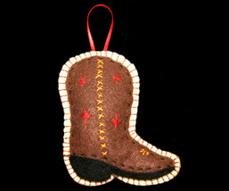  Western Country Handcrafted Felt Boot Christmas Ornament - $9.98