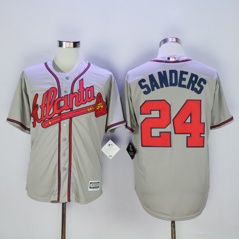 Atlanta Braves 24 Deion Sanders Gray Cool Base Baseball Jersey - Fan ...