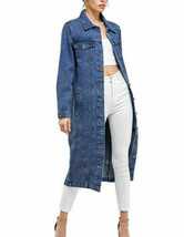 Women's Long Maxi Length Denim Coat Oversized Jean Jacket w/ Defect - Small image 2