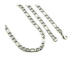 304 Grade Stainless Steel 21 + Inches 6mm Wide Figaro Link Unisex Chain Necklace - $18.51
