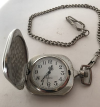 Vintage Stainless Steal quartz pocket watch With Chan Parts-repair - $18.69
