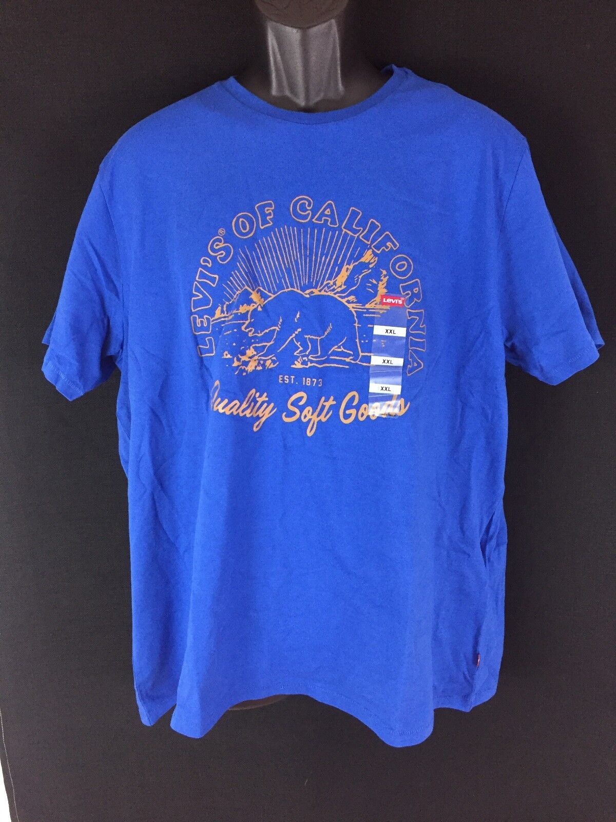 Mens blue cotton California bear short sleeve T Shirt by Levi's Size 2XL New Tag