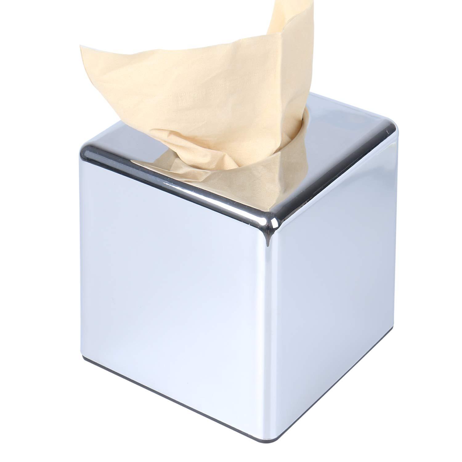 CROWNSTARQI Square Acrylic Mirror Tissue Box Cover Holder Kleenex