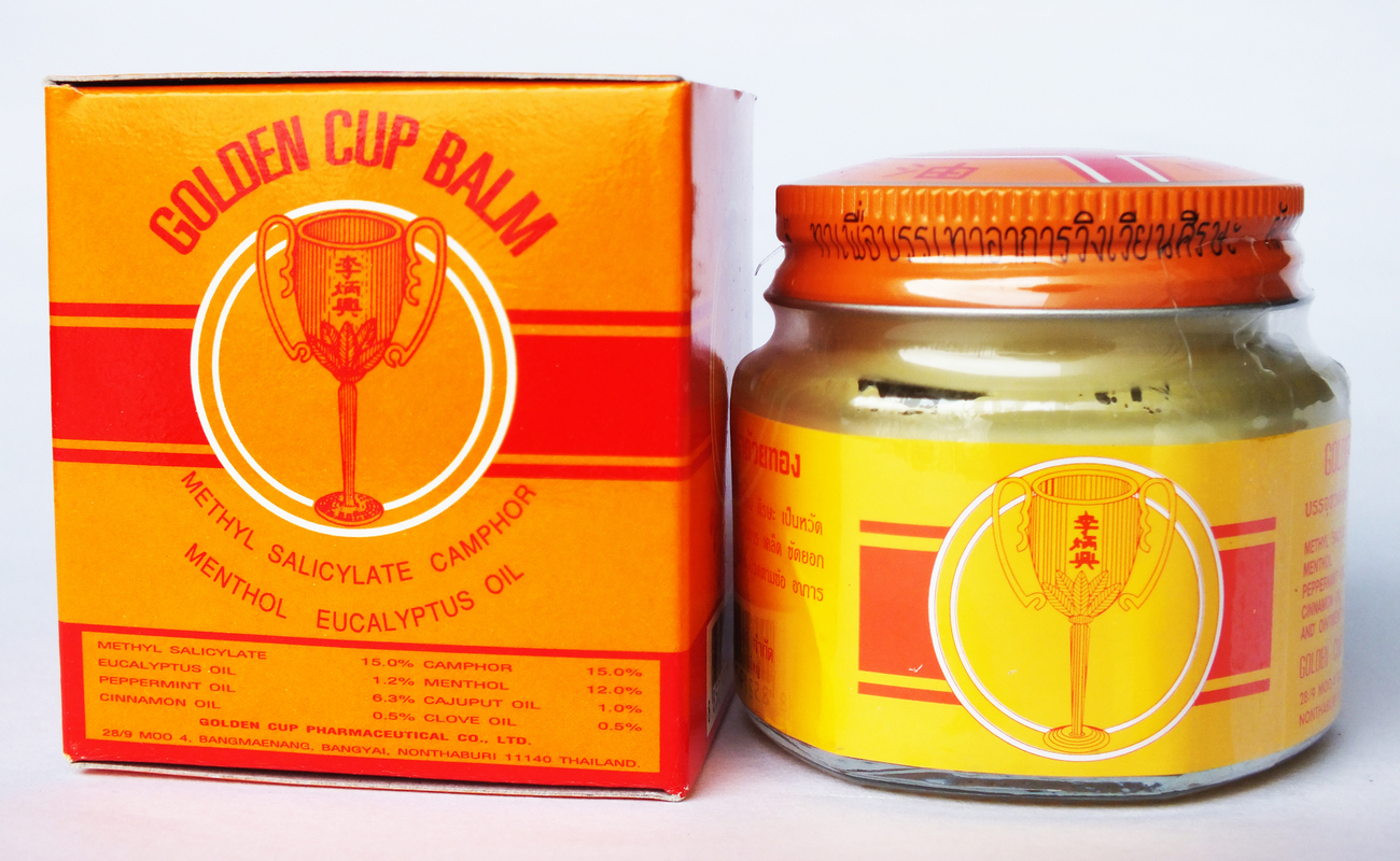 3 pieces 22g Natural Golden Cup Thai Herbal Pain Massage Balm Oinment Jar