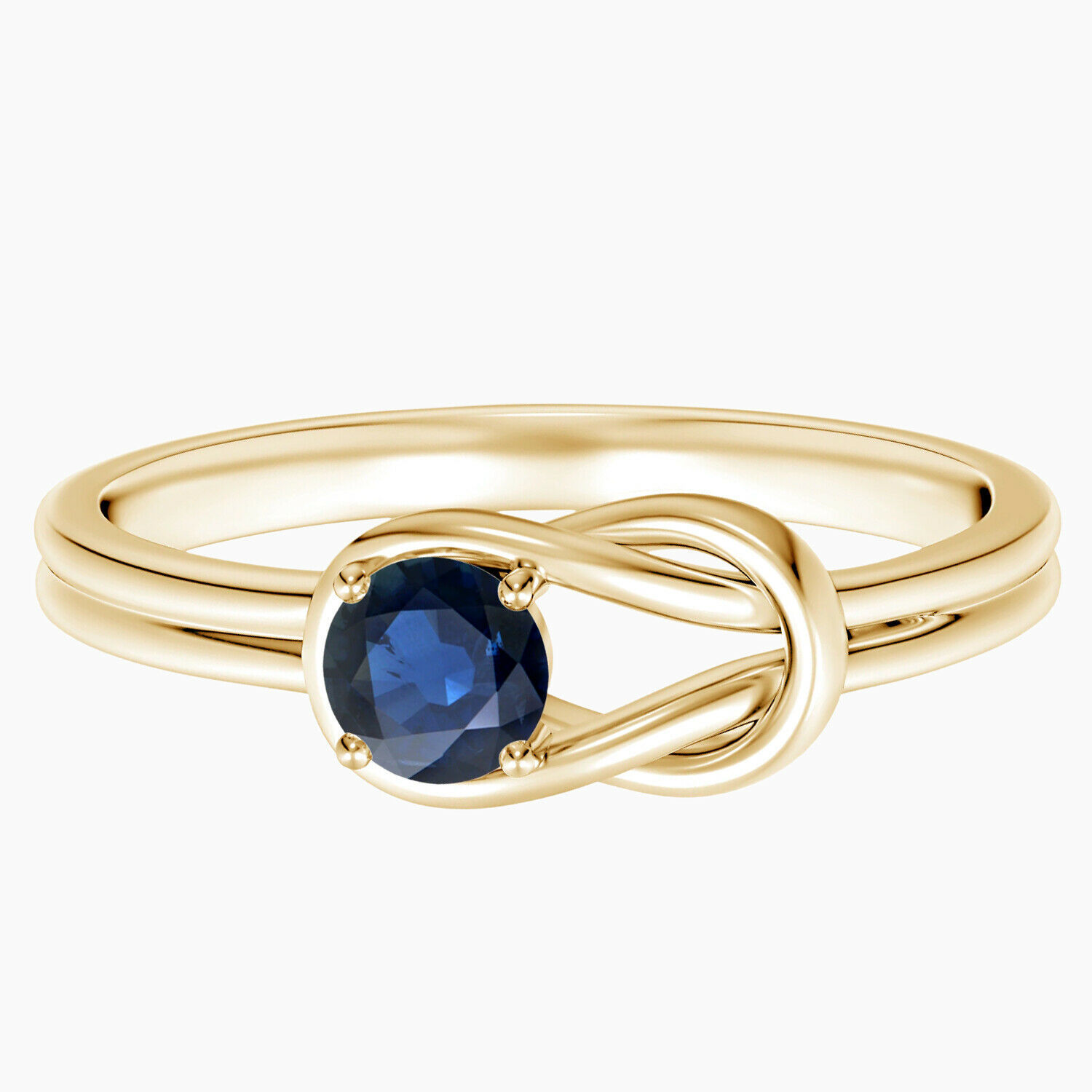 Infinity Knot Ring!! 0.50 Cts Blue Sapphire Solitaire Ring in 9k Yellow Gold