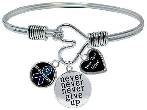 Holly Road Colon Cancer Awareness Never Give Up Bracelet Jewelry Choose Your Tex