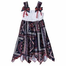 Toddler Girl Red White Blue Hanky Crochet Patriotic 4th Summer Dress Sun... - $15.99