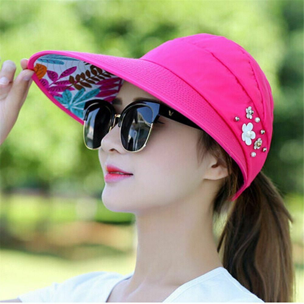 Sun Hats For Women Wide Brim Visor Beach Hat UV Protection Cap Summer ...