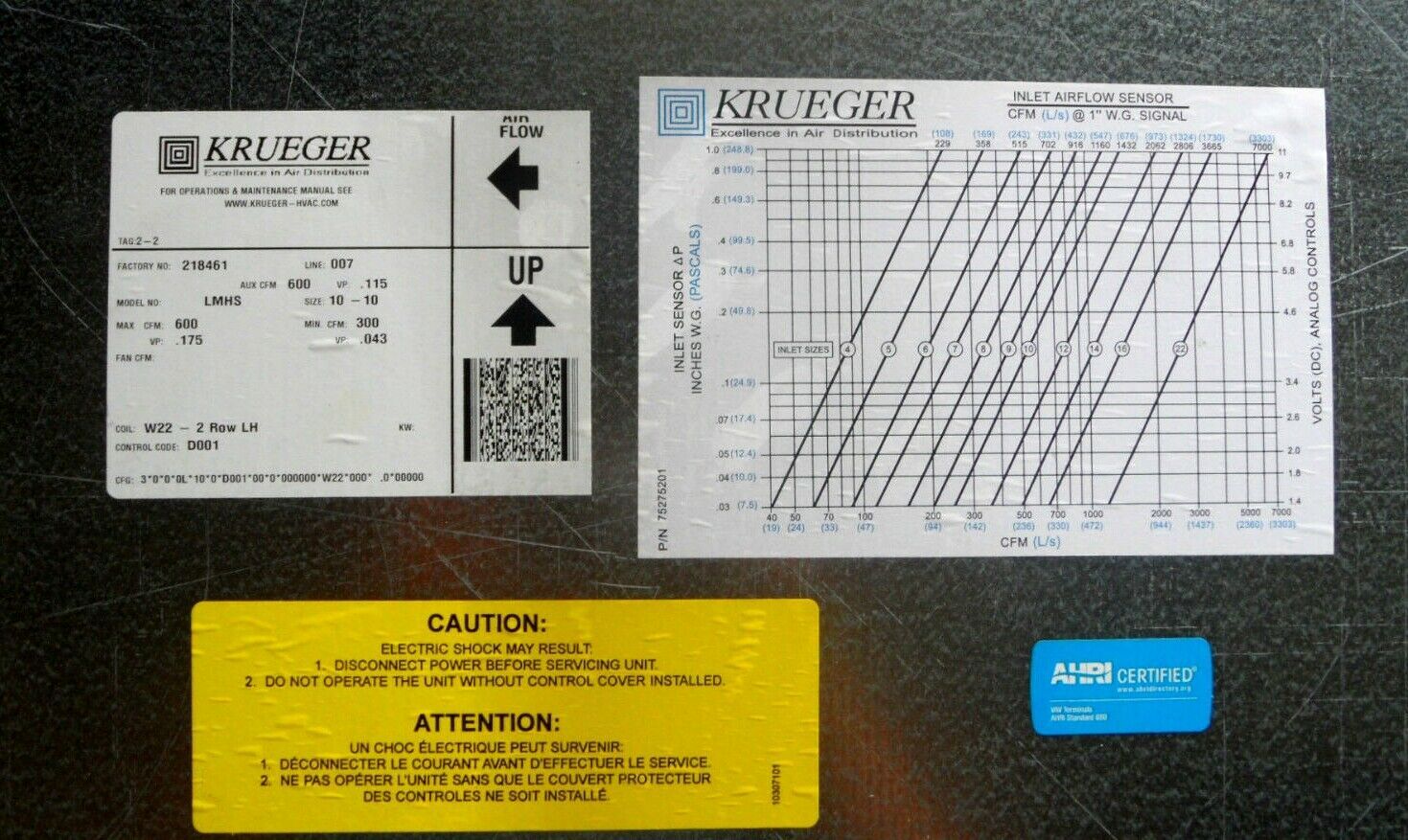 Krueger LMHS 600 Single Duct Terminal Unit Size 1010 w/ Hot Water Heat