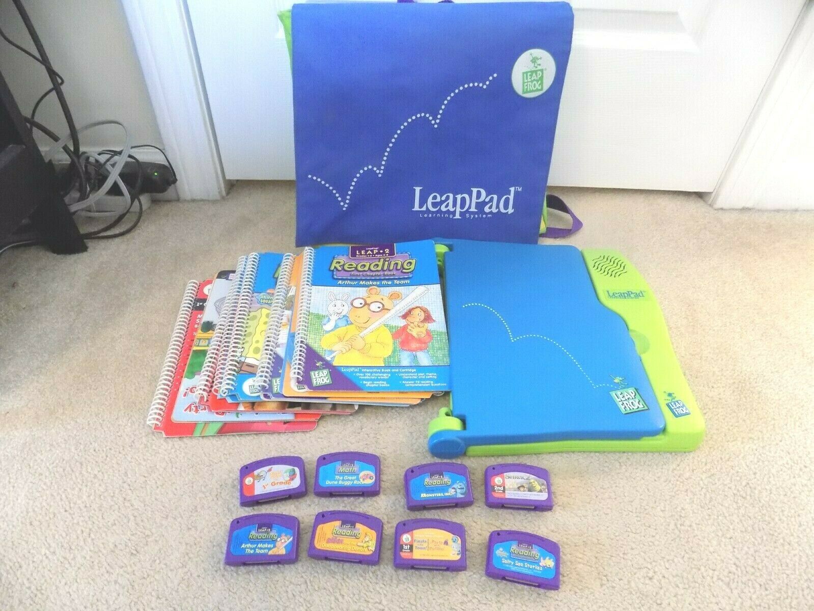 LeapPad Leapfrog Game Learning System w/8 Games, Books, Case--FREE ...