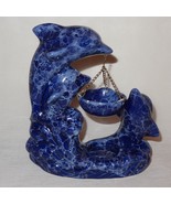 Blue Faux Marble Dolphin Tea Light Candle Holder Scented Wax/Oil  Figurine - $39.99