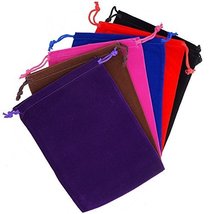 Pack of 6 Mix Color Soft Velvet Pouches w Drawstrings for Jewelry Gift Packaging
