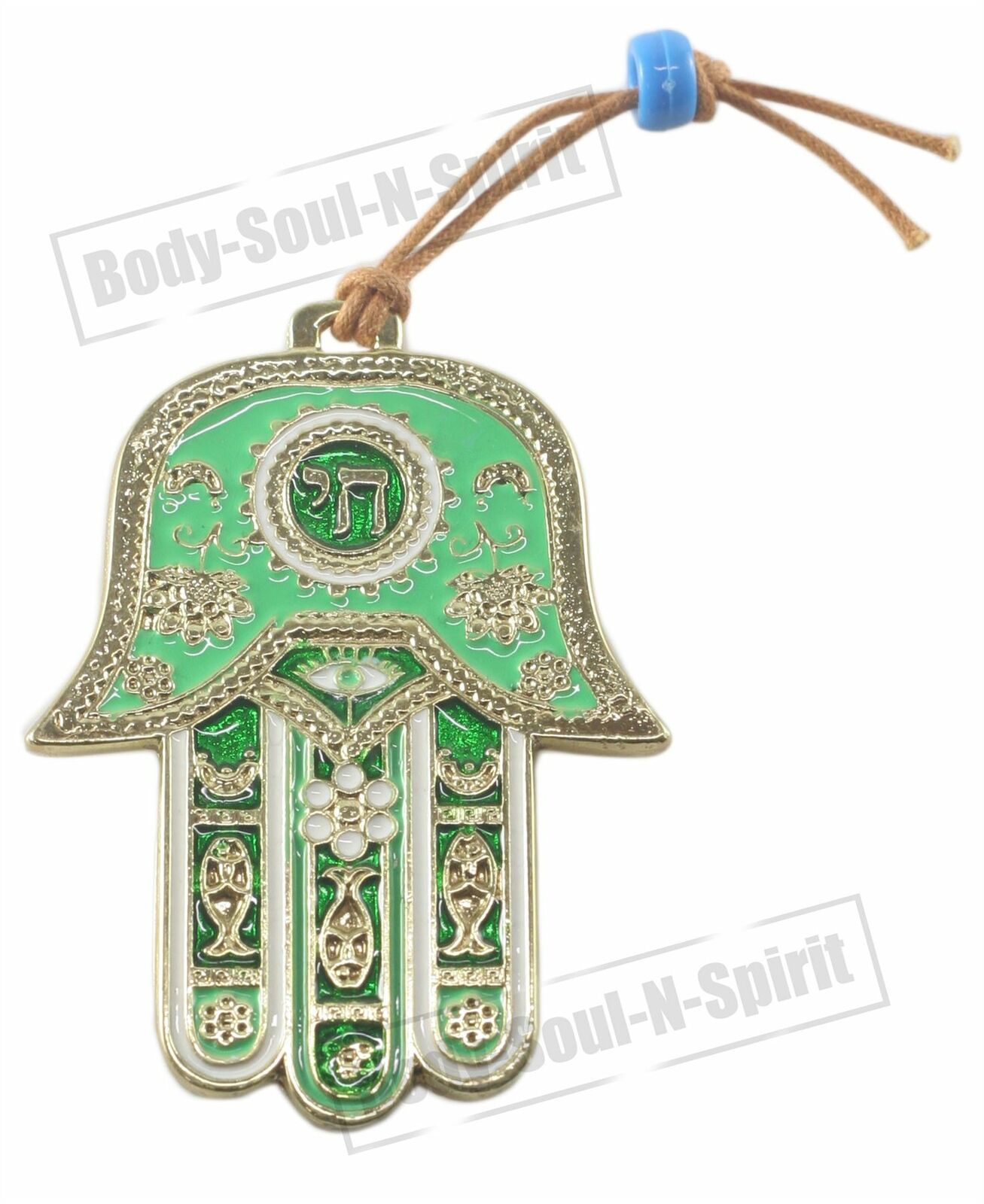 Body-soul-n-spirit - Kabbalah chai hamsa wall hanging judaica gold plated pendant lucky charm gift
